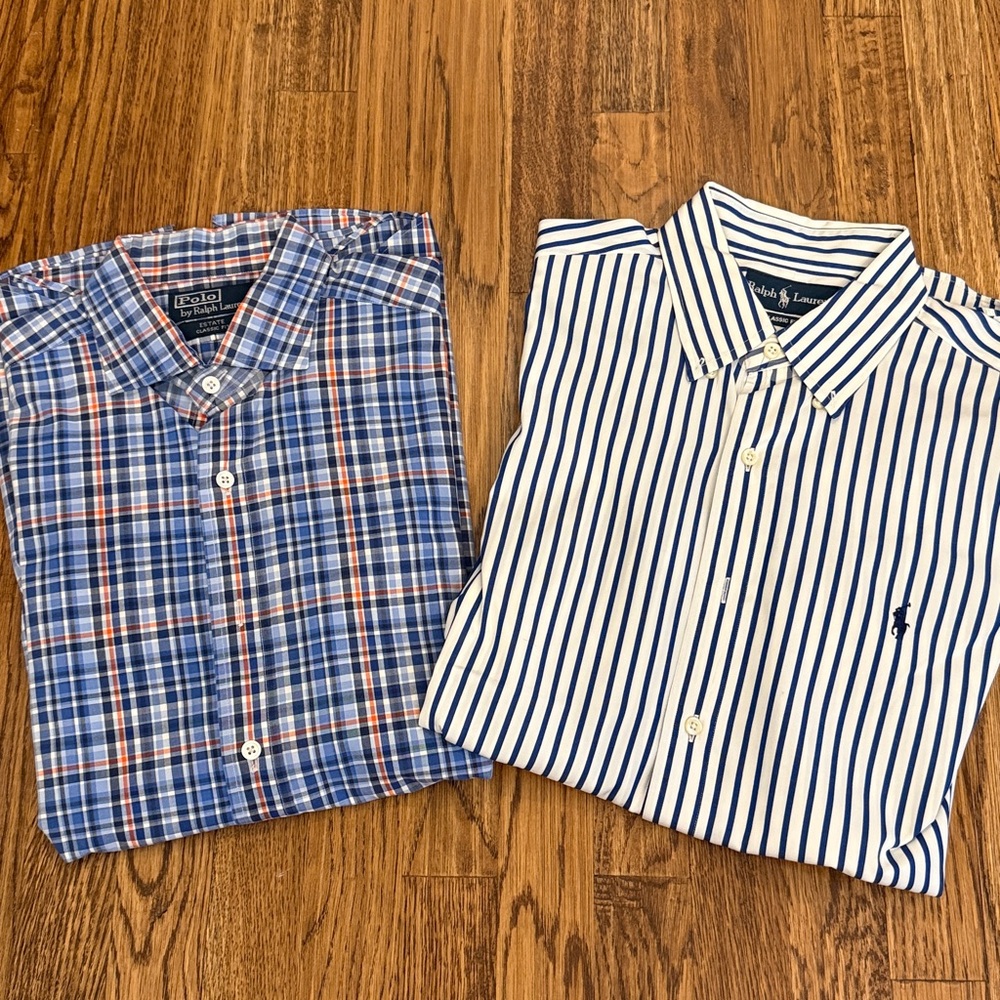 Polo Ralph Lauren Blue Men’s Dress shirt bundle EUC size Large